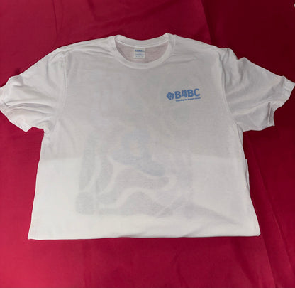 White Short Sleeve Shirt Blue Logo